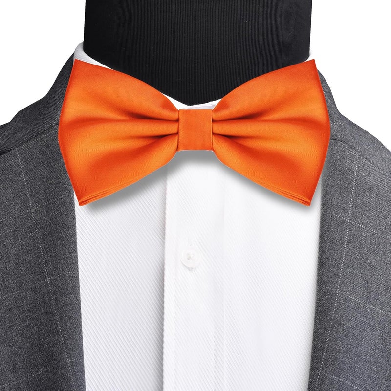 Branduce Mens Solid Color Double Fold Pre-tied Bow Tie and Pocket Square Set - Image 2